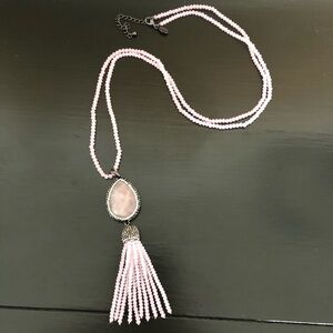 QVC Pink Beaded Necklace with Tassel